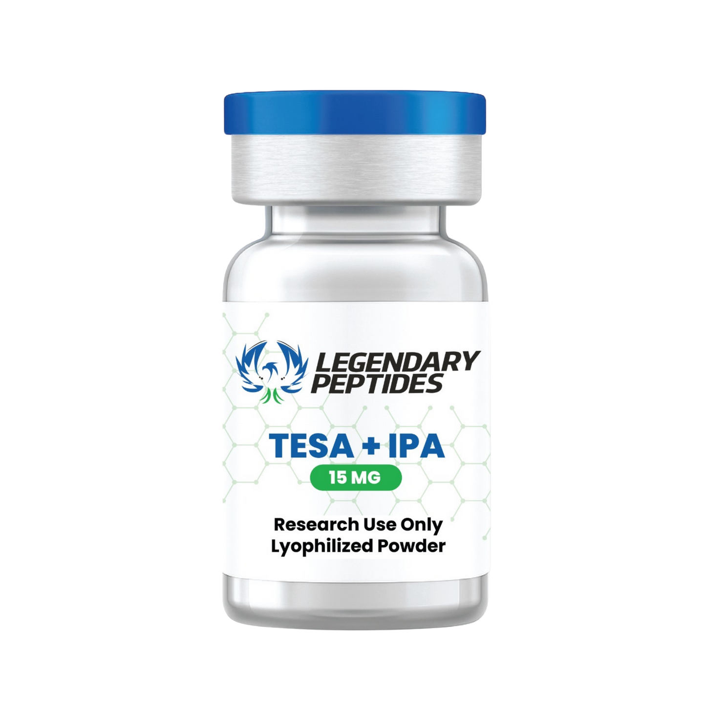 Bottle of Legendary Peptides TESA + IPA blend on a white background