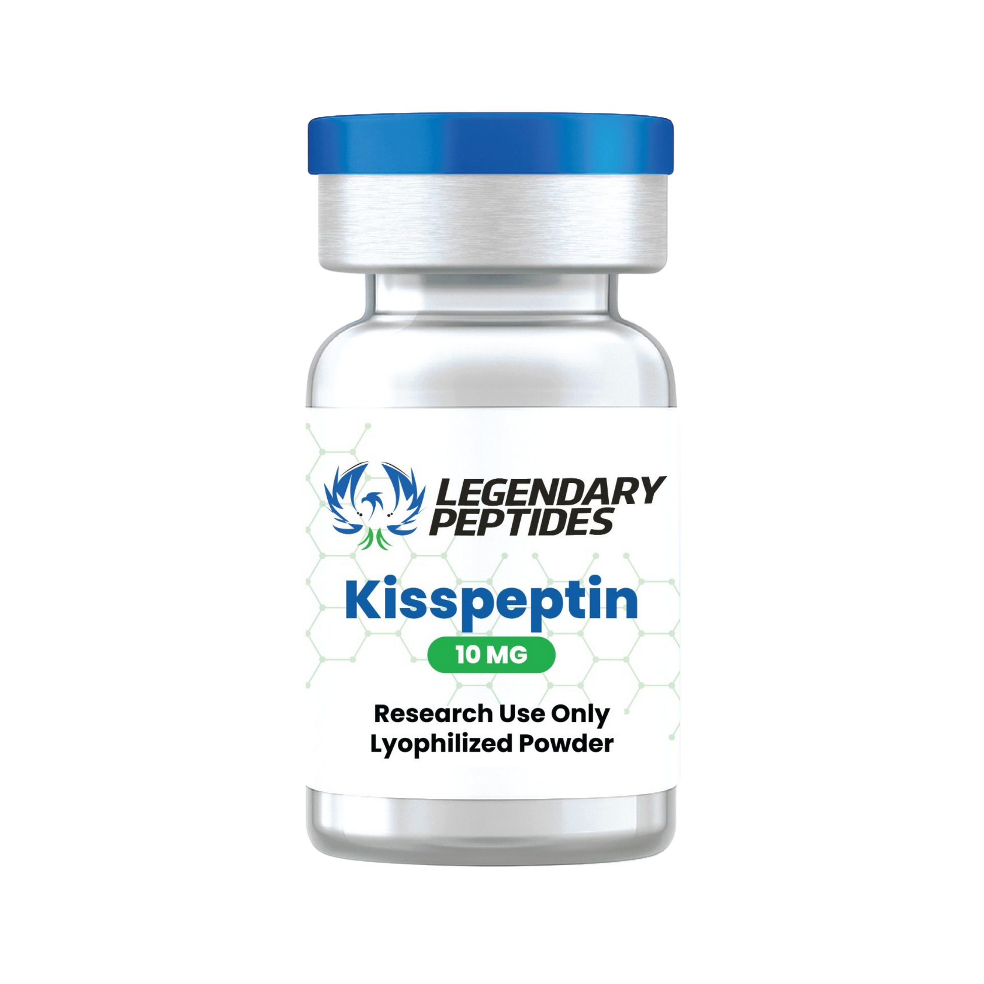 Bottle of Legendary Peptides Kisspeptin 10 mg on a white background