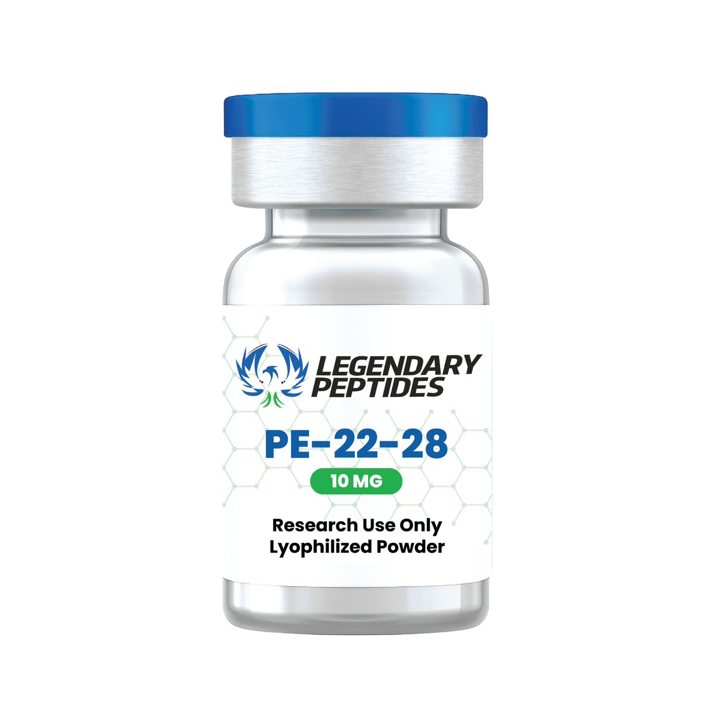 Bottle of Legendary Peptides PE-22-28 on a white background