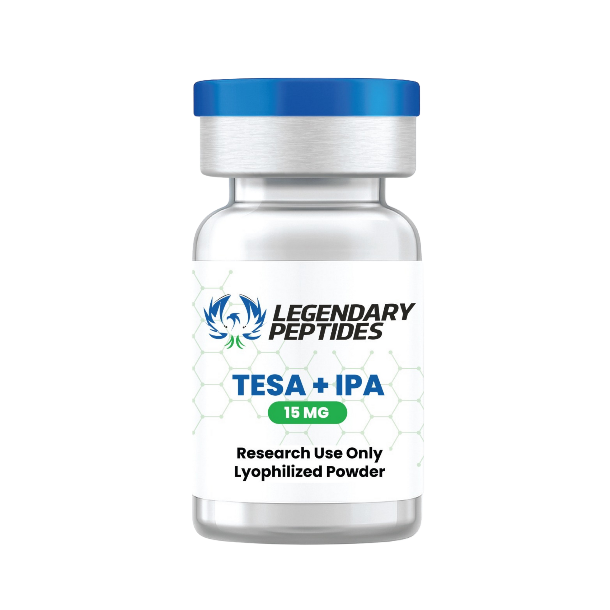 Bottle of Legendary Peptides TESA + IPA blend on a white background