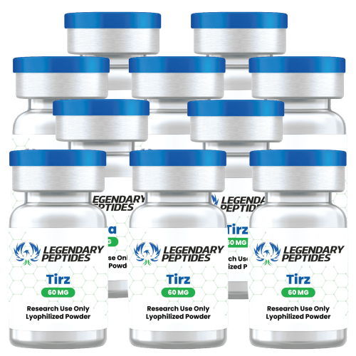 Tirz 60mg research compound kit of 10 vials from Legendary Peptides.